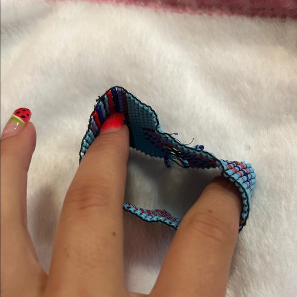 Handcrafted Blue Beaded cuff aztec Bracelet - Picture 5 of 5